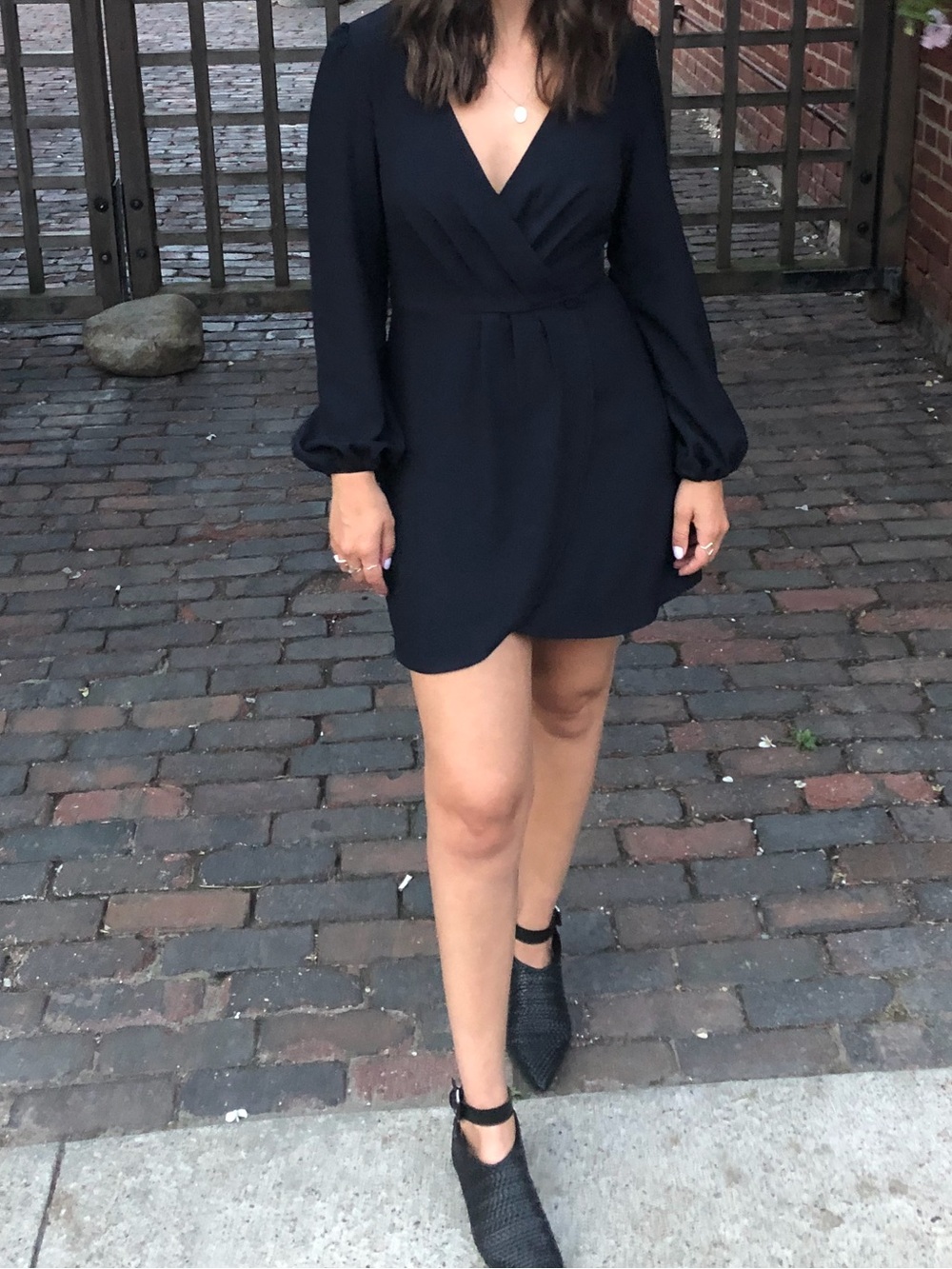 The Fifth Label Navy Wrap Long-Sleeve Dress